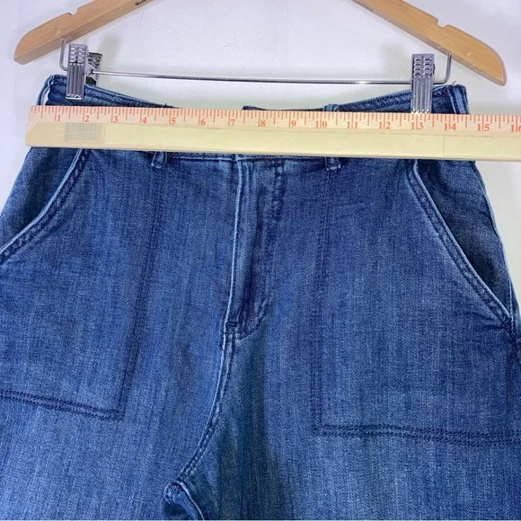 Pilcro Anthropologie Wide Leg Crop Culotte Jeans Sz 27 Denim High Rise Pockets - Picture 8 of 16